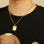 Collar unisex con colgante de bendición y símbolo hebreo Yeshoua judío oro