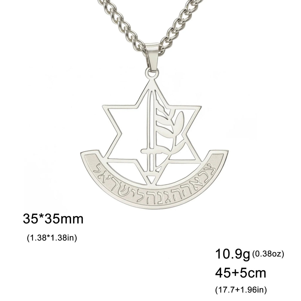 Collar con colgante de la estrella de David y flor de lis simbólica judía plata
