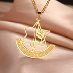 Collar con colgante de la estrella de David y flor de lis simbólica judía oro