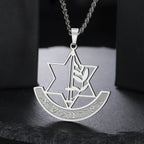 Collar con colgante de la estrella de David y flor de lis simbólica judía plata