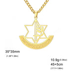 Collar con colgante de la estrella de David y flor de lis simbólica judía oro