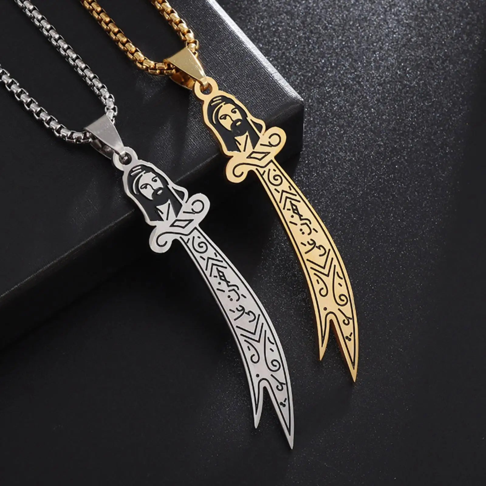 Collar con colgante del Imam Ali Zulfiqar árabe islámico musulmán oro