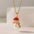 Collar con colgante de muñeco de nieve de Navidad