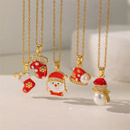 Collar con colgante de muñeco de nieve de Navidad