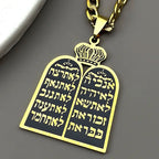 Collar con colgante de oraciones judías los 10 mandamientos de la Torá oro