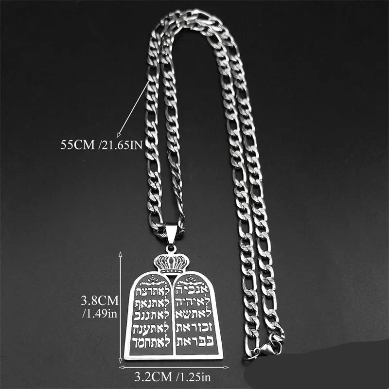 Collar con colgante de oraciones judías los 10 mandamientos de la Torá