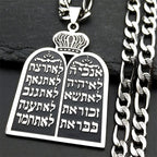 Collar con colgante de oraciones judías los 10 mandamientos de la Torá plata