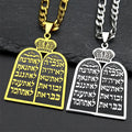 Collar con colgante de oraciones judías los 10 mandamientos de la Torá oro