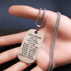 Collar con colgante de oraciones judías Mezuzá en letras hebreas plateadas