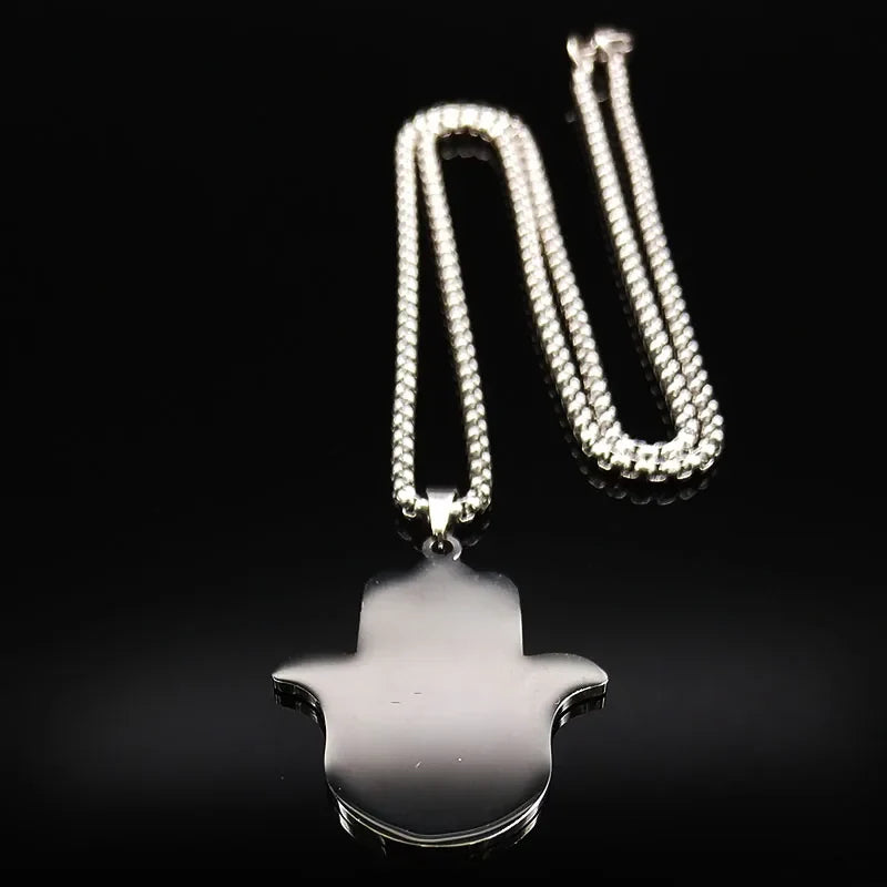 Collar para hombre con colgante de protección contra el mal de ojo y mano de Fátima árabe