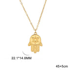 Collar con colgante de protección estrella de David y mano de Fátima judío oro
