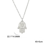 Collar con colgante de protección estrella de David y mano de Fátima judío plata