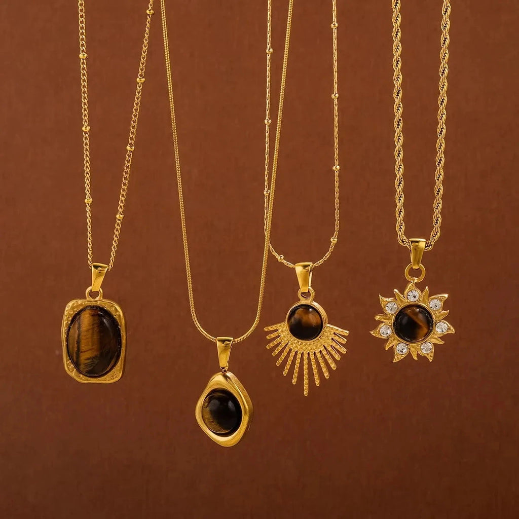 Collar con Colgante de Protección Ojo de Tigre para Mujer D