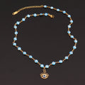 Collar de Perlas con Colgante Ojo Azul Estilo 1
