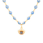 Collar de Perlas con Colgante Ojo Azul estilo 1