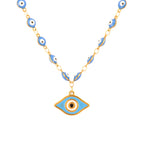 Collar de Perlas con Colgante Ojo Azul estilo 2