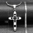 Collar con colgante de doble cruz plata