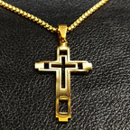 Collar con colgante de doble cruz oro