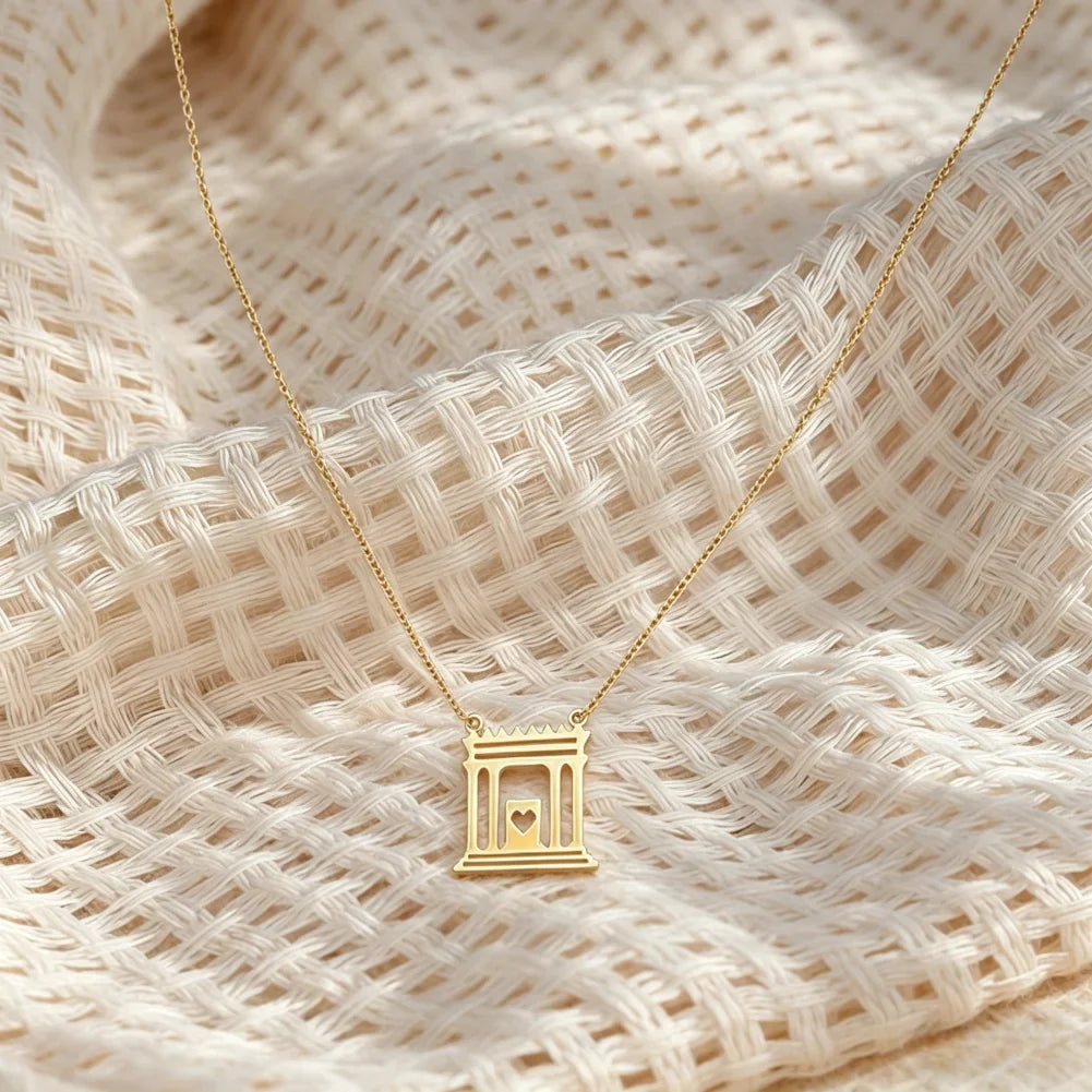Collar con colgante del templo sagrado de Jerusalén "El Beit Hamikdash" judío oro