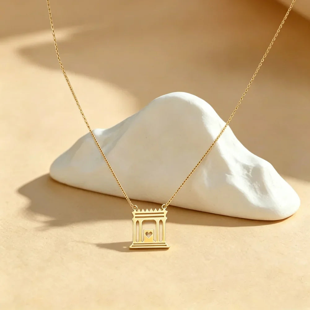Collar con colgante del templo sagrado de Jerusalén "El Beit Hamikdash" judío oro