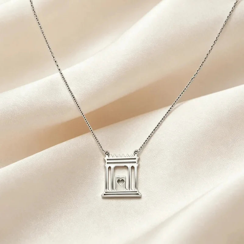 Collar con colgante del templo sagrado de Jerusalén "El Beit Hamikdash" judío plata
