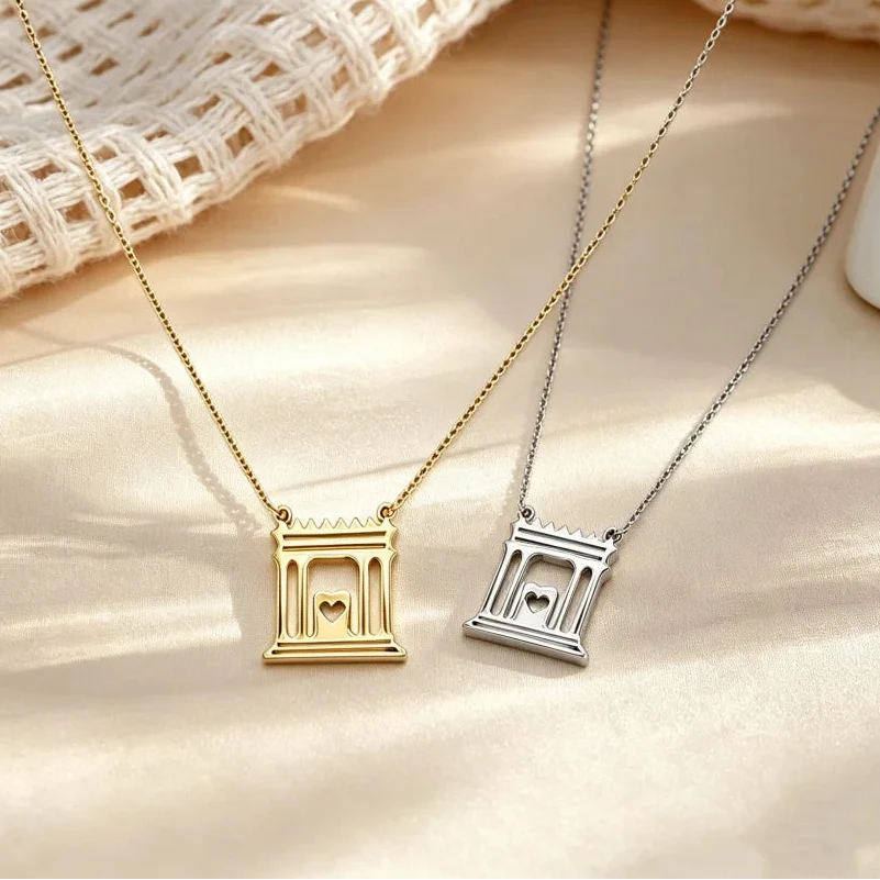 Collar con colgante del templo sagrado de Jerusalén "El Beit Hamikdash" judío oro