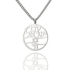 Collar con colgante de letras hebreas, Chai y la estrella de David símbolos judíos plata