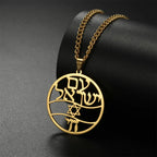 Collar con colgante de letras hebreas, Chai y la estrella de David símbolos judíos oro