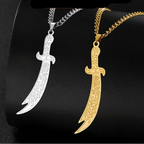 Collar con colgante de espada de Ali Zulfikar árabe islam musulmán plata
