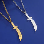 Collar con colgante de espada de Ali Zulfikar árabe islam musulmán oro