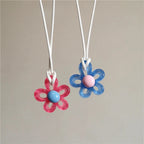 Collar con Colgante de Flor Colorida azul oscuro