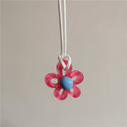 Collar con Colgante de Flor Colorida rojo