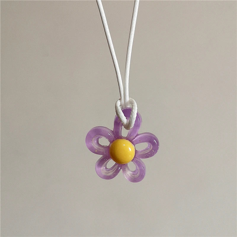 Collar con Colgante de Flor Colorida morado