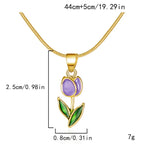 Collar con colgante de flor de tulipán en esmalte de color