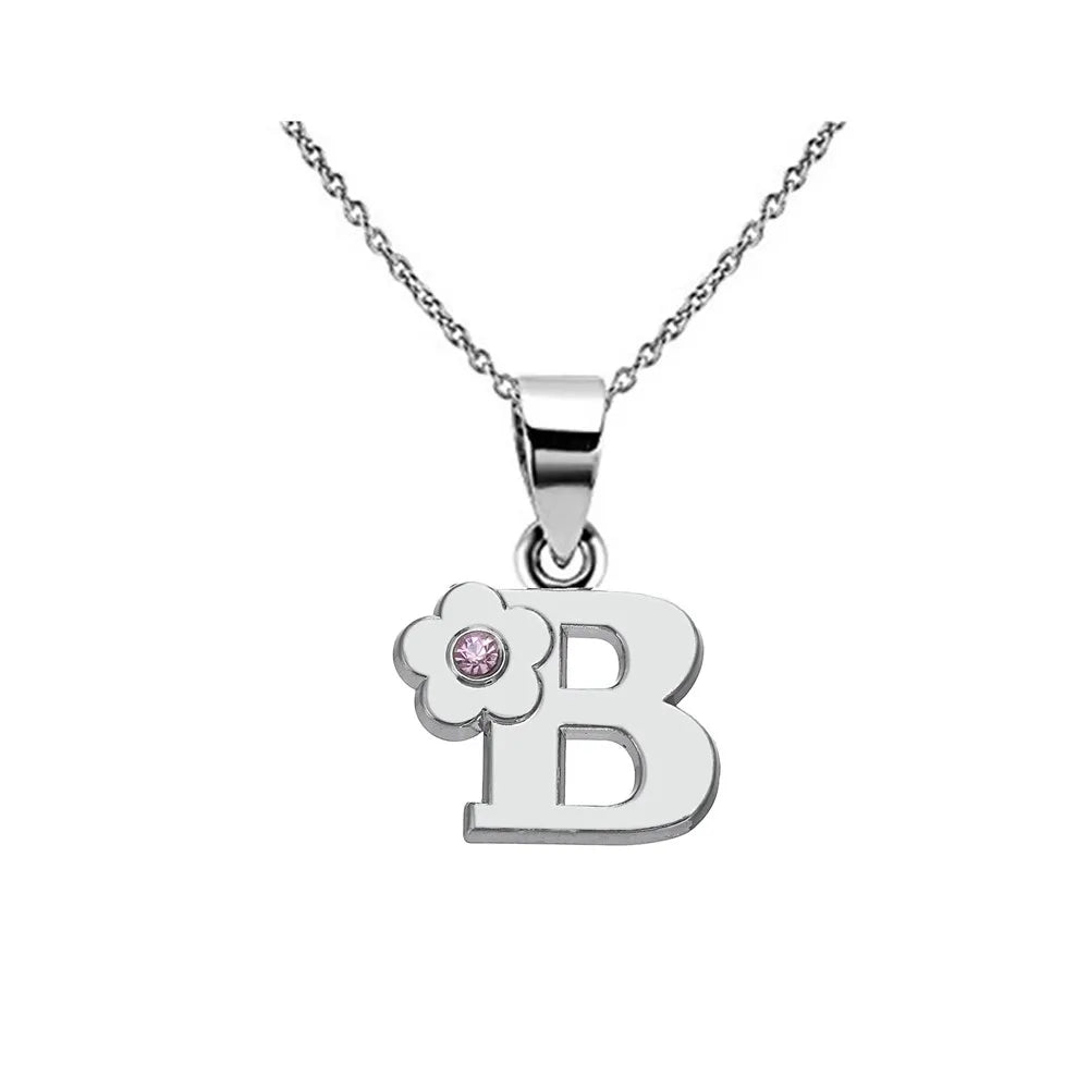 Collar con colgante de inicial y flor b