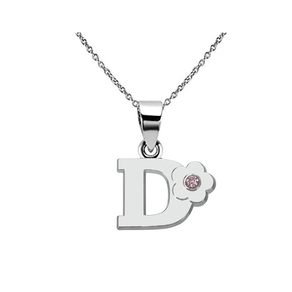 Collar con colgante de inicial y flor d