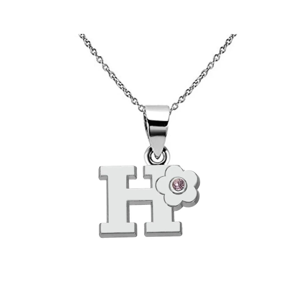 Collar con colgante de inicial y flor h