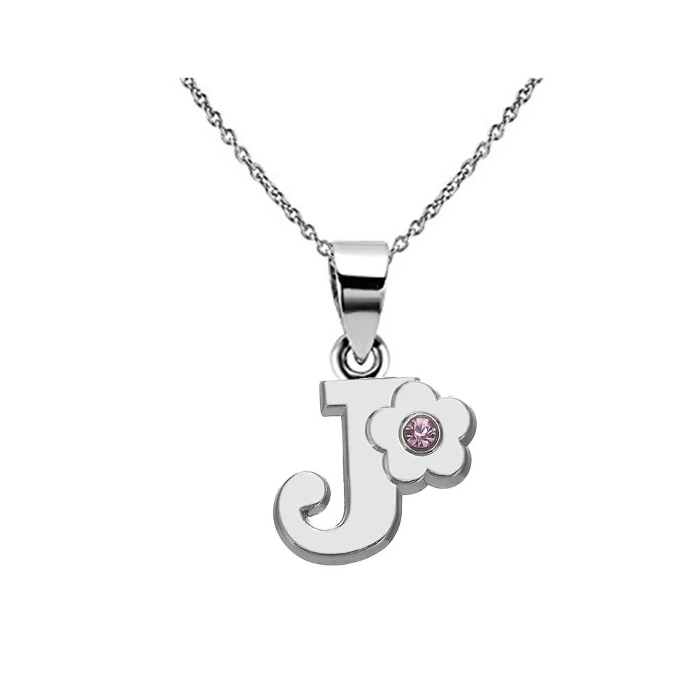 Collar con colgante de inicial y flor j