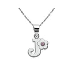 Collar con colgante de inicial y flor j