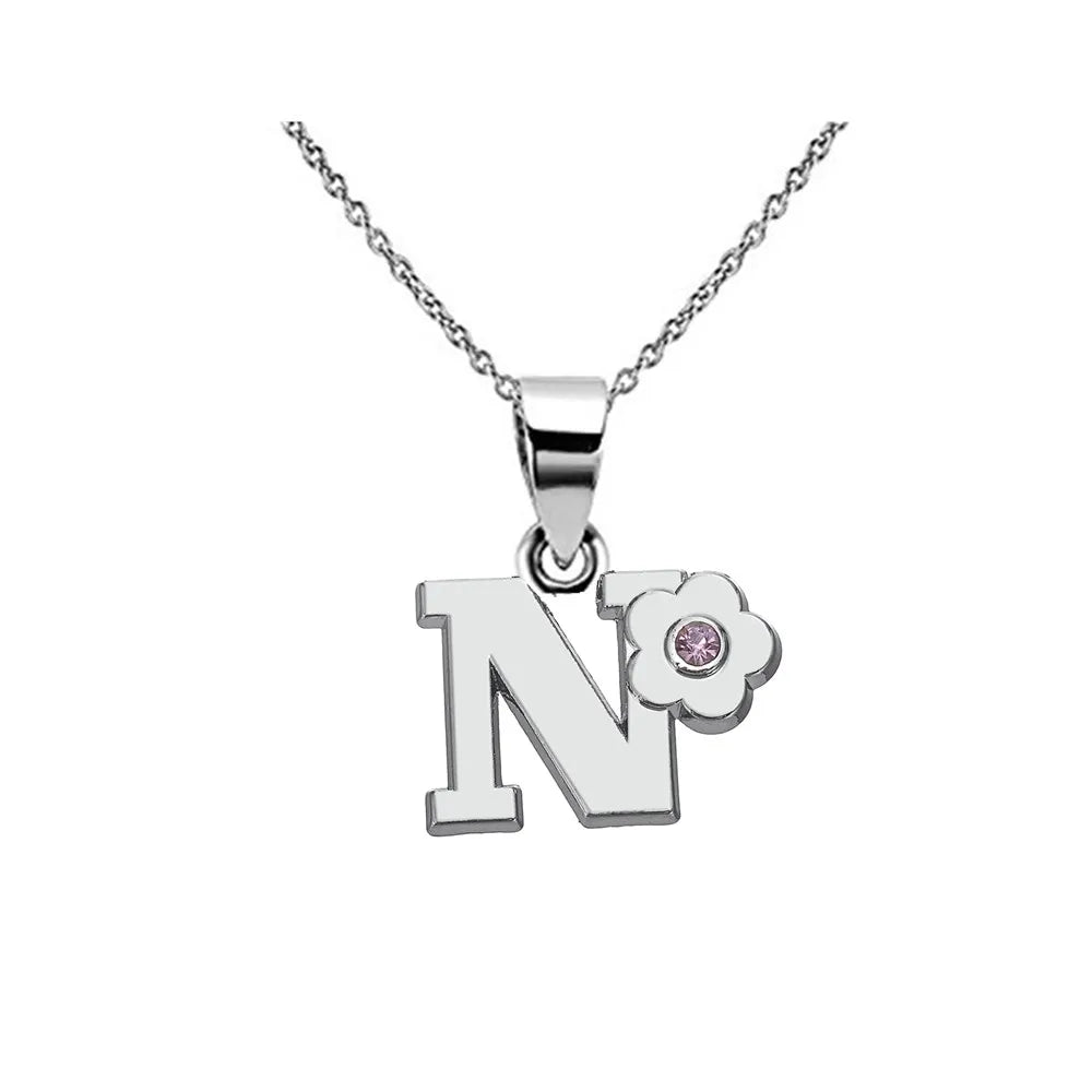 Collar con colgante de inicial y flor n