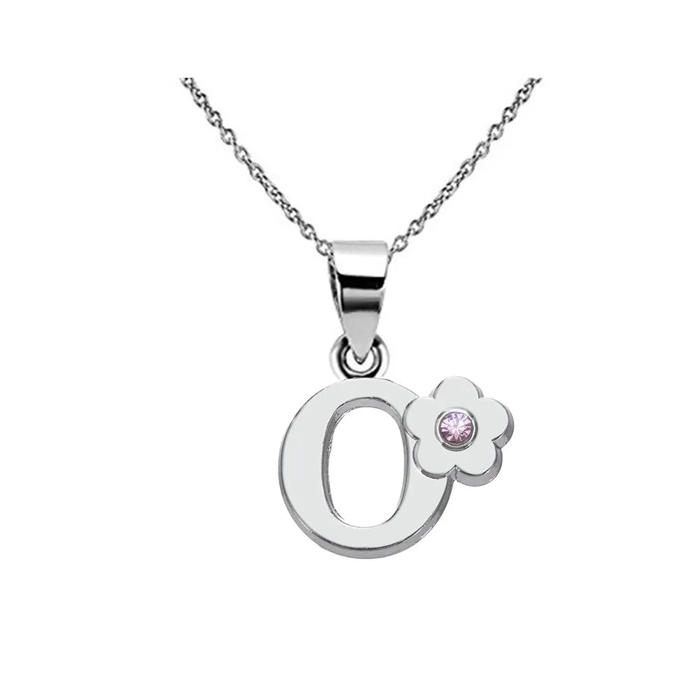 Collar con colgante de inicial y flor o