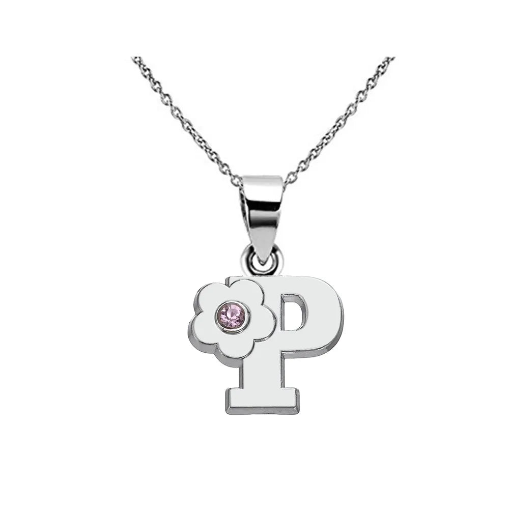 Collar con colgante de inicial y flor p