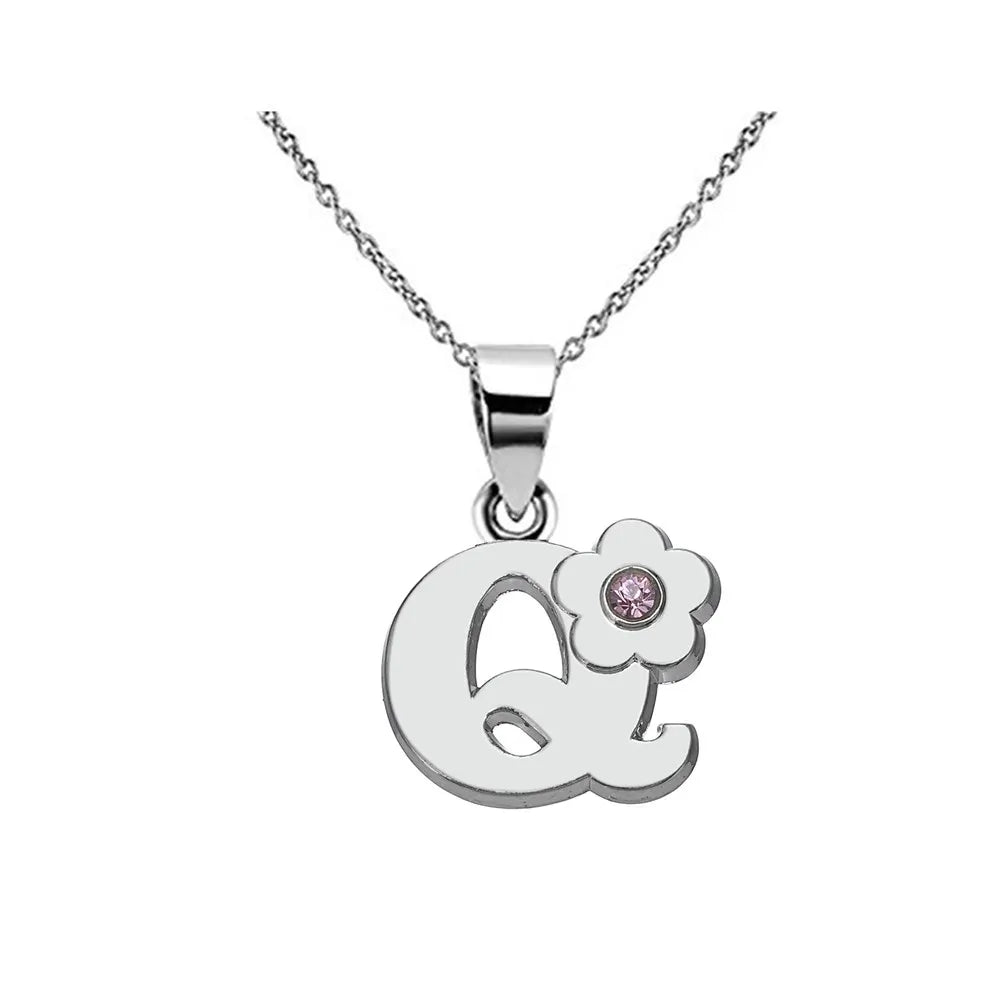 Collar con colgante de inicial y flor q