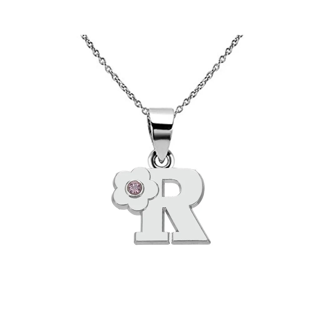 Collar con colgante de inicial y flor r
