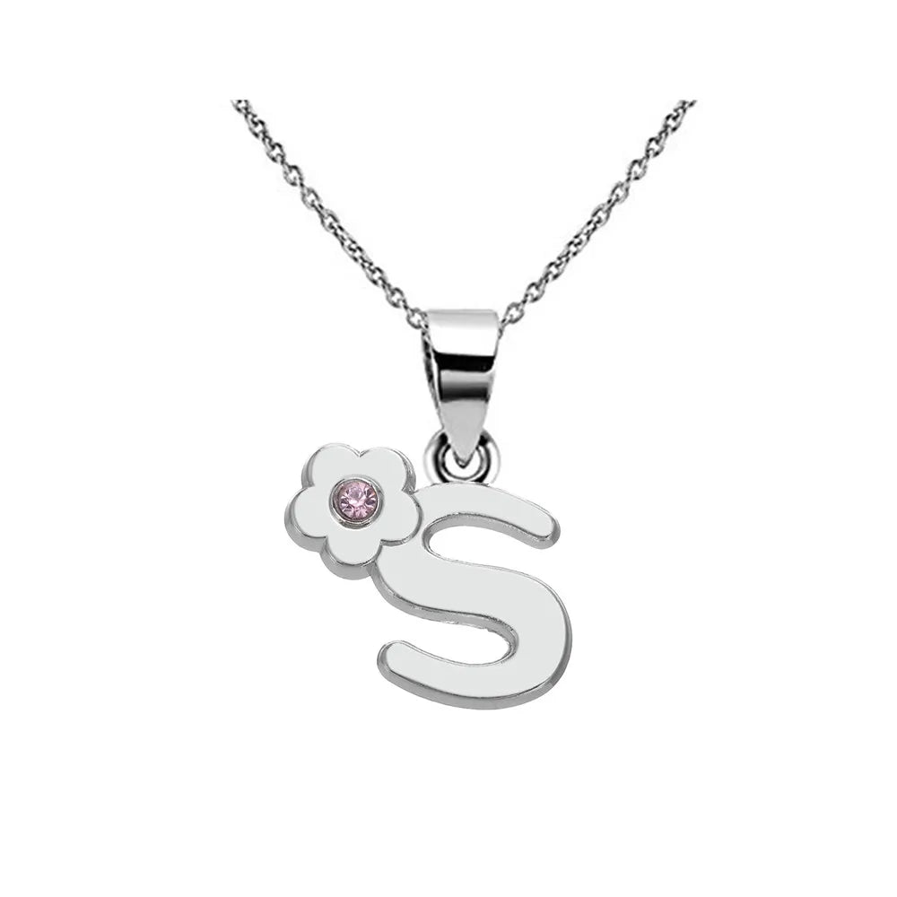 Collar con colgante de inicial y flor s