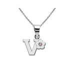 Collar con colgante de inicial y flor v
