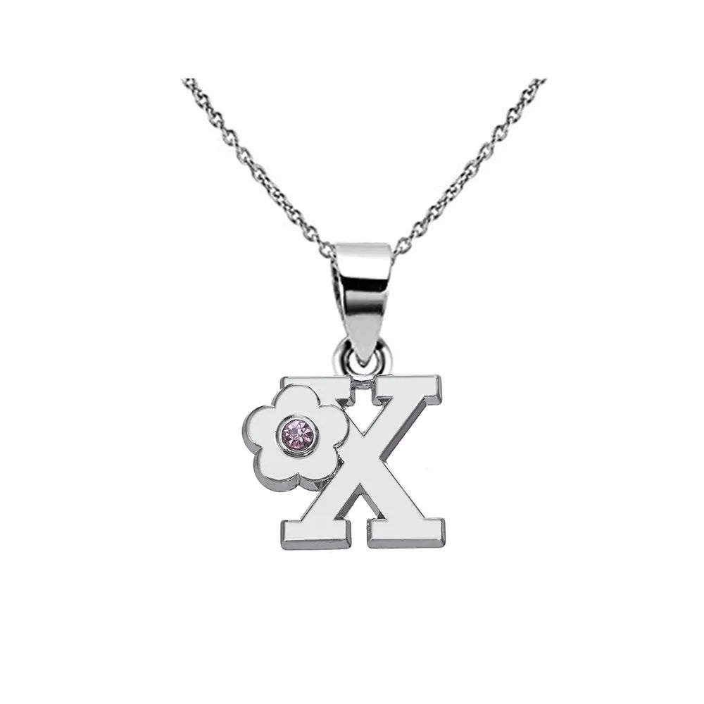 Collar con colgante de inicial y flor x