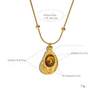 Necklace with teardrop pendant in natural tiger's eye stone
