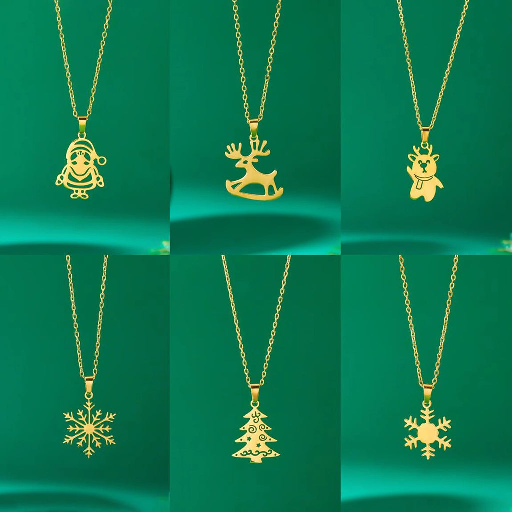 Collar con Colgante Invernal Reno oro