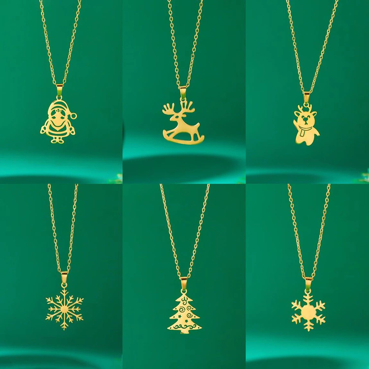 Collar con Colgante Invernal Reno oro